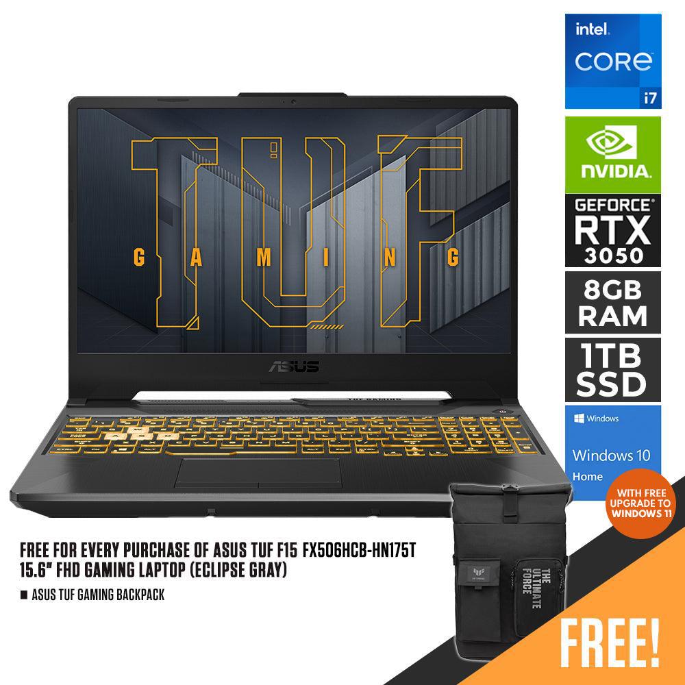 ASUS TUF F15 FX506HCB-HN175T GAMING LAPTOP (ECLIPSE GRAY) | 15.6" FHD | i7-11800H | 8GB DDR4 | 1TB SSD | RTX 3050 | WIN10 + TUF GAMING BACKPACK - DataBlitz