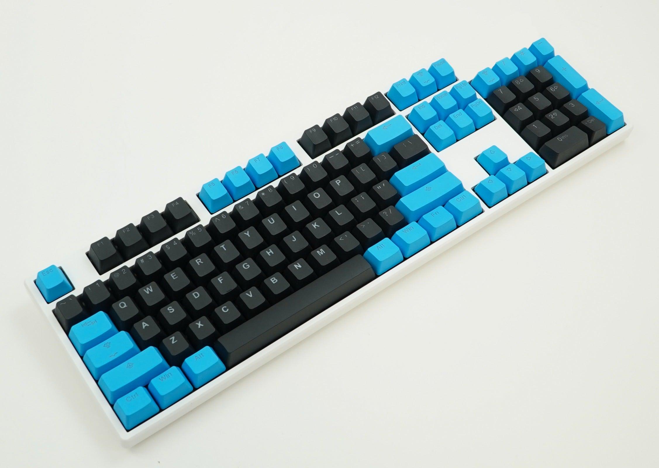 TAIHAO DOUBLE SHOT PBT BACKLIT KEYCAPS SET FOR CHERRY MX SWITCH (114-KEYS) (BLACK/DEEPSKY BLUE) (C22BK201) - DataBlitz