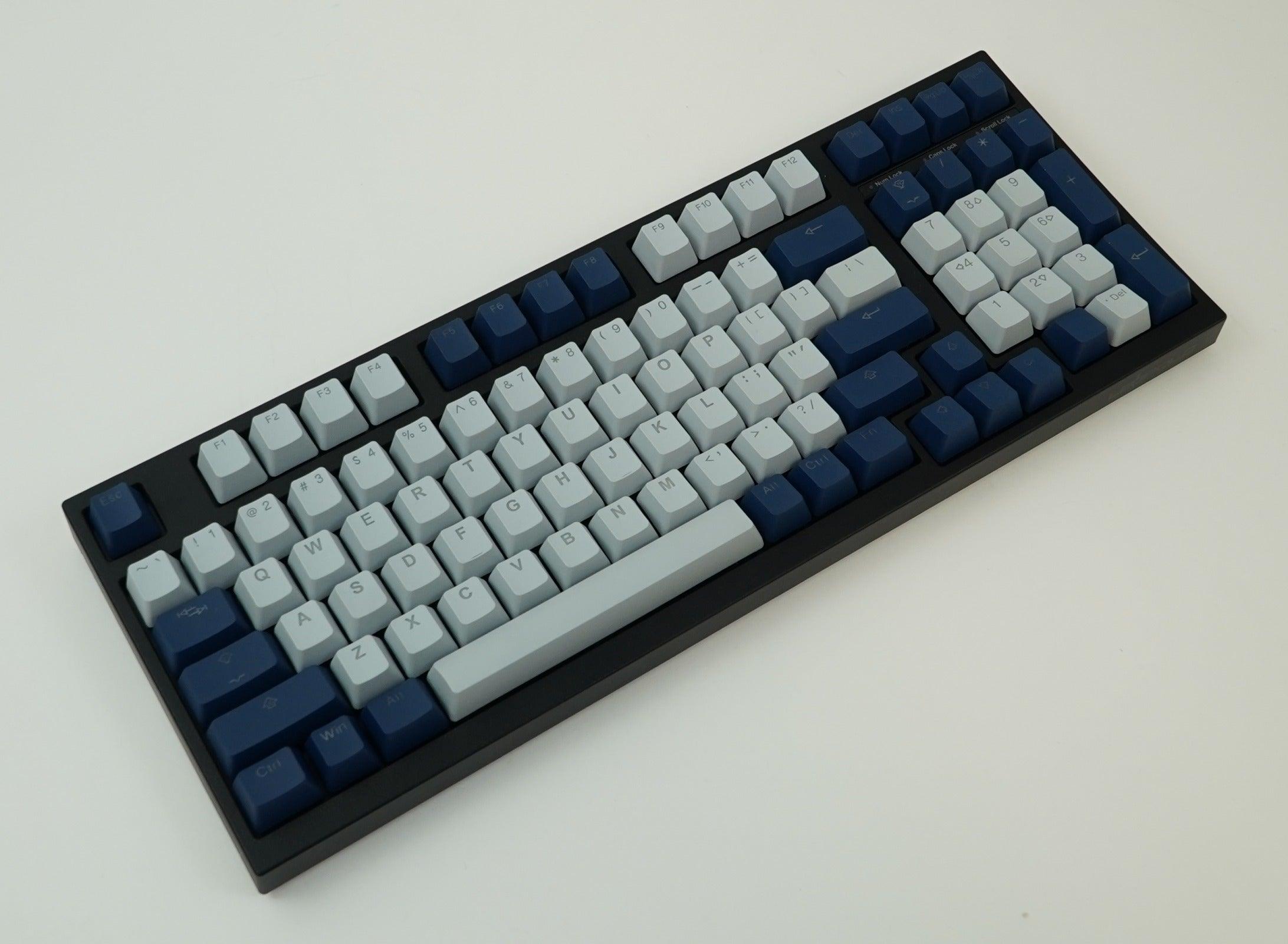 TAIHAO DOUBLE SHOT PBT BACKLIT KEYCAPS SET FOR CHERRY MX SWITCH (132-KEYS) (COOL GRAY/NAVY) (C22BL201) - DataBlitz