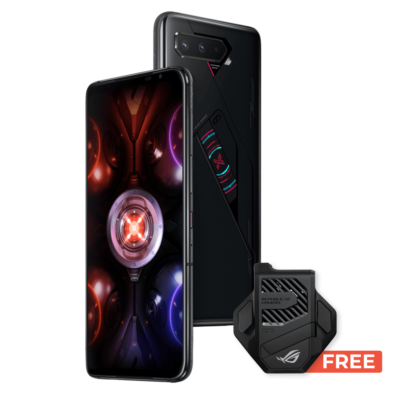 ASUS ROG 5S PRO ZS676KS S888+ 144HZ 18GB+512GB FHD GAMING PHONE (PHANTOM BLACK) (I005D-1A095WW) AEROACTIVE COOLER