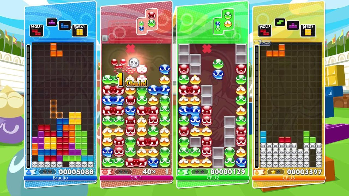 Nintendo Switch Puyopoyu Tetris Frantic Four-Player Puzzle Mashup