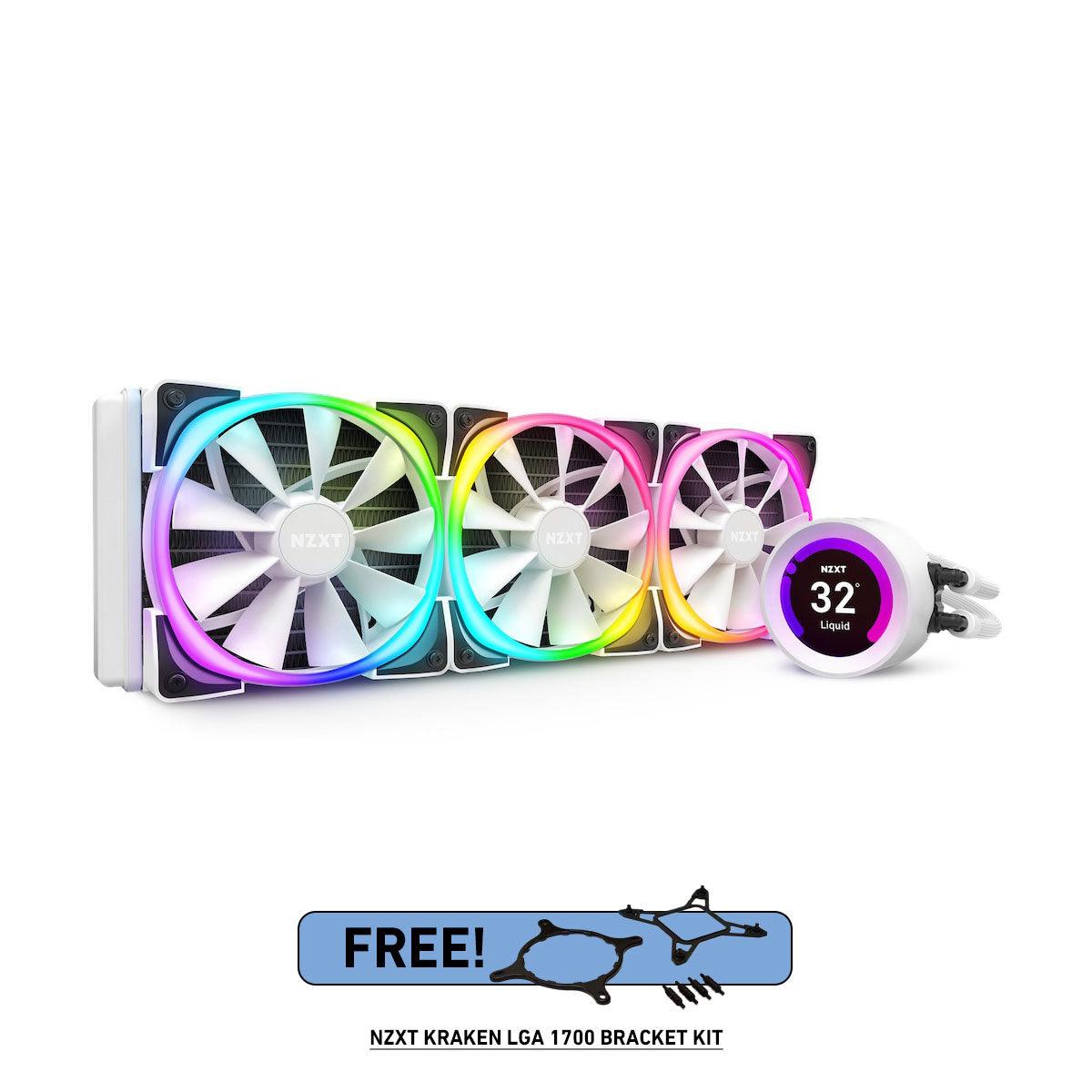 NZXT KRAKEN Z73 RGB 360MM LIQUID COOLER WITH LCD DISPLAY (MATTE WHITE) (RL-KRZ73-RW)+NZXT KRAKEN LGA 1700 BRACKET KIT - DataBlitz