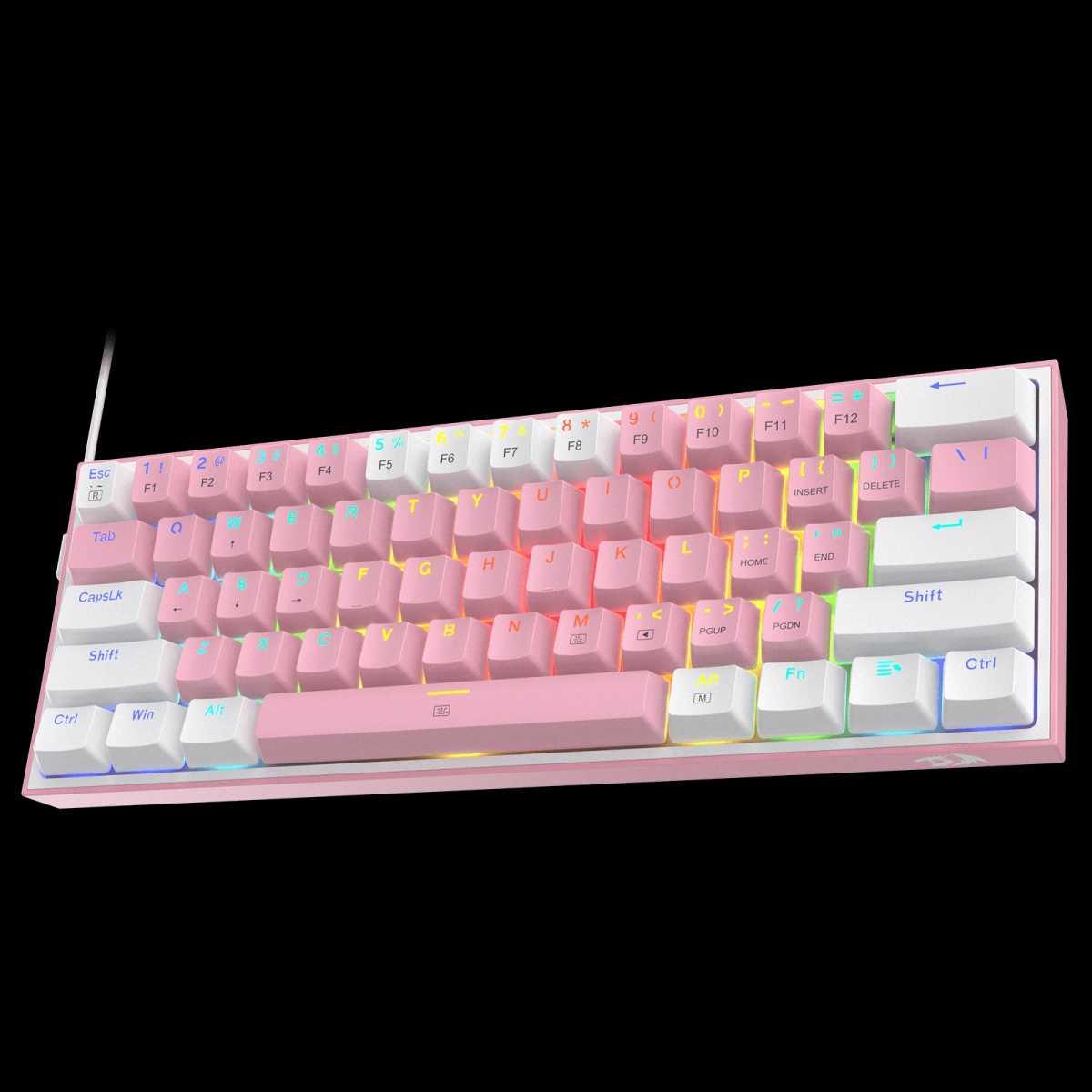 REDRAGON FIZZ RGB WIRED MECHANICAL GAMING KEYBOARD (DUST PROOF RED) (PINK WHITE) (K617-RGB) - DataBlitz