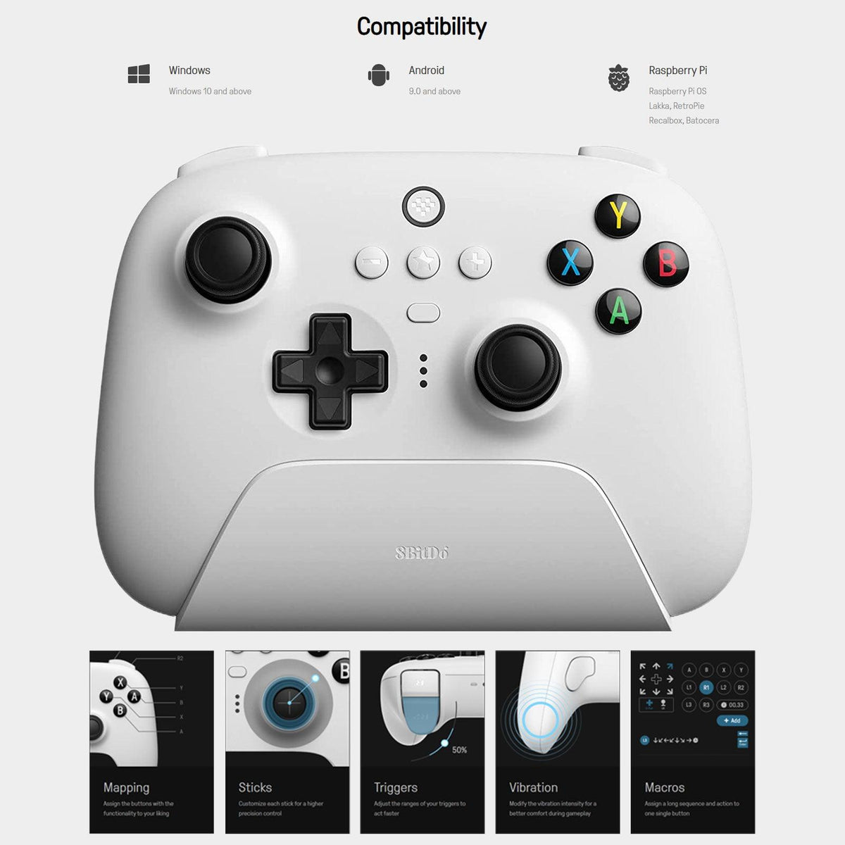 8BITDO Ultimate Wireless 2.4G Controller (Windows/Android/Raspberry Pi) (White Edition) (81HA01) - DataBlitz