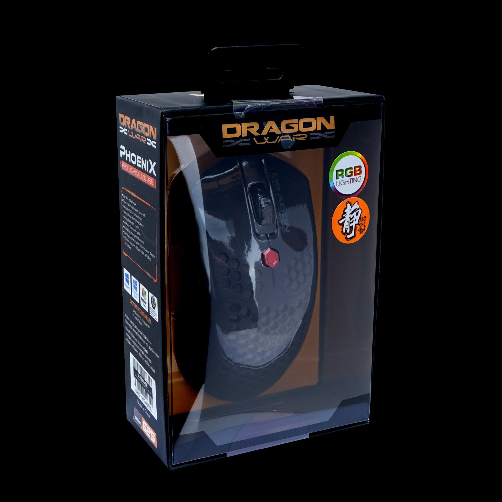 DRAGONWAR ULTRA LIGHT HONEYCOMB RGB PHOENIX PRO GAMING MOUSE BLACK (ELE-G25-BK) - DataBlitz