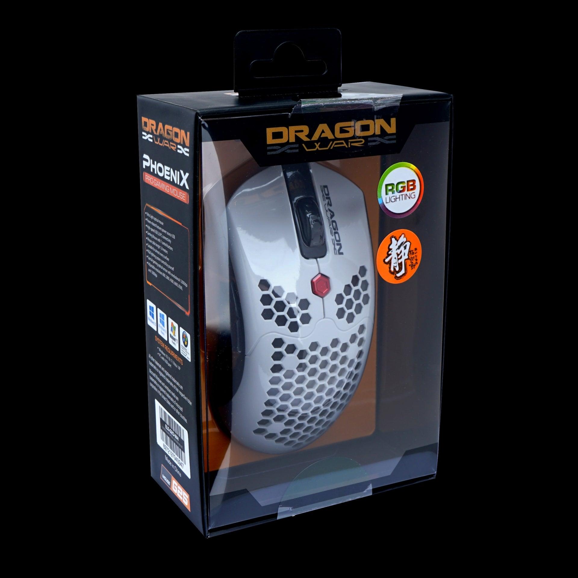 Dragonwar Ultra Light Honeycomb RGB Phoenix Pro Gaming Mouse White (ELE-G25-WH) - DataBlitz