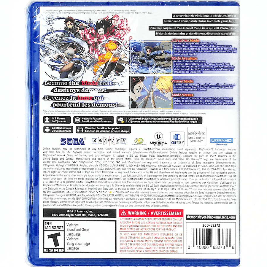 PS5 DEMON SLAYER-KIMETSU NO YAIBA-THE HINOKAMI CHRONICLES (US) (ENG/FR) - DataBlitz
