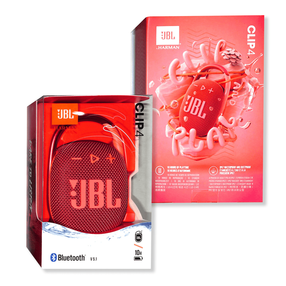 JBL CLIP 4 WATERPROOF BLUETOOTH WIRELESS SPEAKER (RED) - DataBlitz