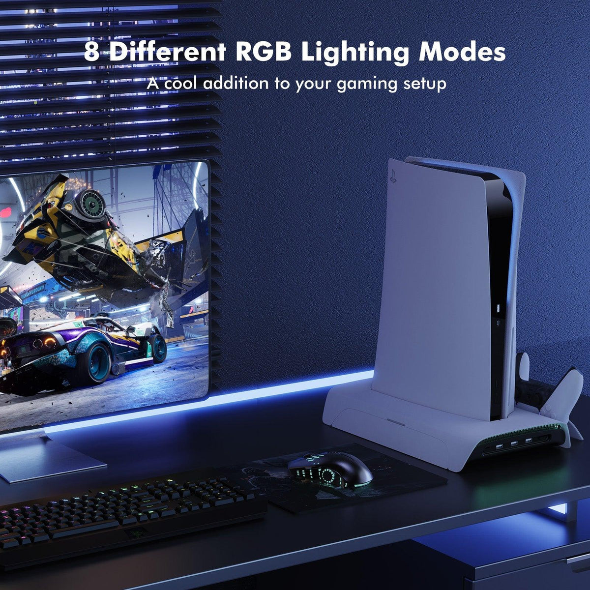 Kiwihome RGB Cooling Stand With Dual Controller Charger For PS5 (PB01/WHITE/HJT-422) - DataBlitz