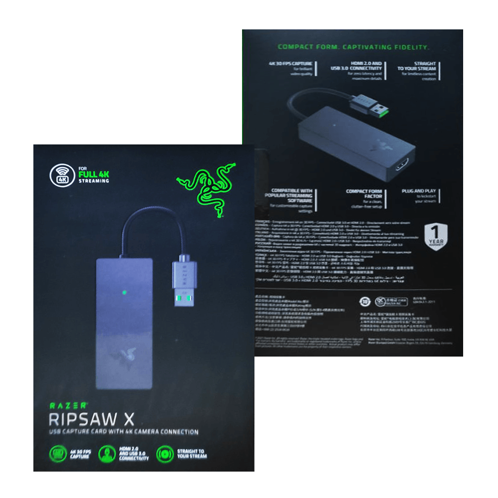 RAZER RIPSAW X USB CAPTURE CARD WITH CAMERA CONNECTION FOR FULL 4K STREAMING - DataBlitz