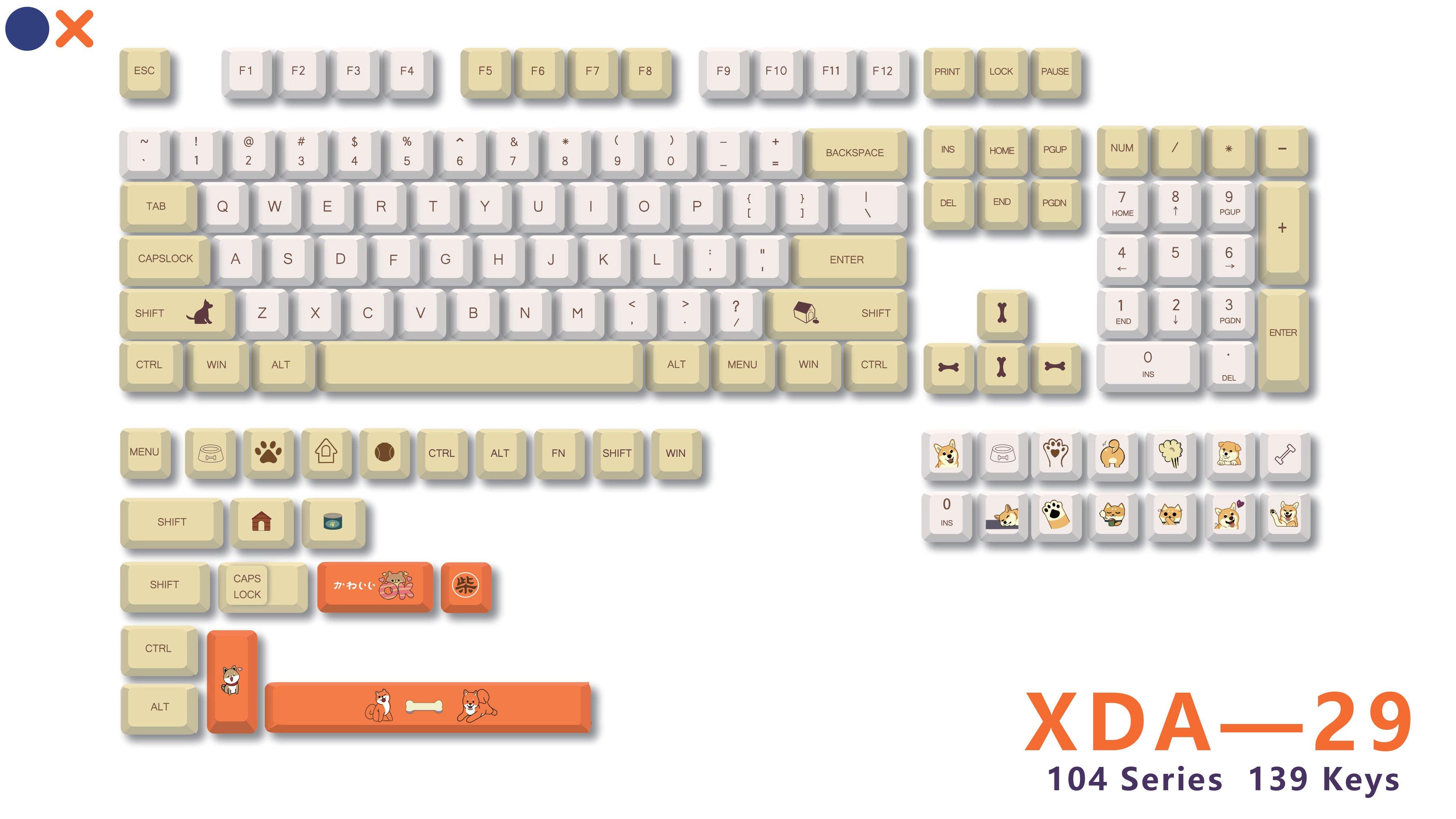 PBT XDA Profile Keycaps SQUIRREL DIARY 139-key Keycap Set for