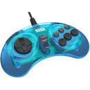 RETRO-BIT SEGA GENESIS 8 BUTTON ARCADE PAD WITH USB (PC/MAC/STEAM/SWITCH) (CLEAR BLUE) - DataBlitz