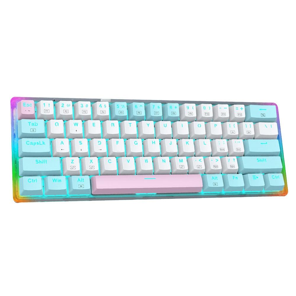 E-Yooso Z-11T Single Light With RGB Side Light 61 Keys Mechanical Keyboard White/Blue (Blue Switch) - DataBlitz