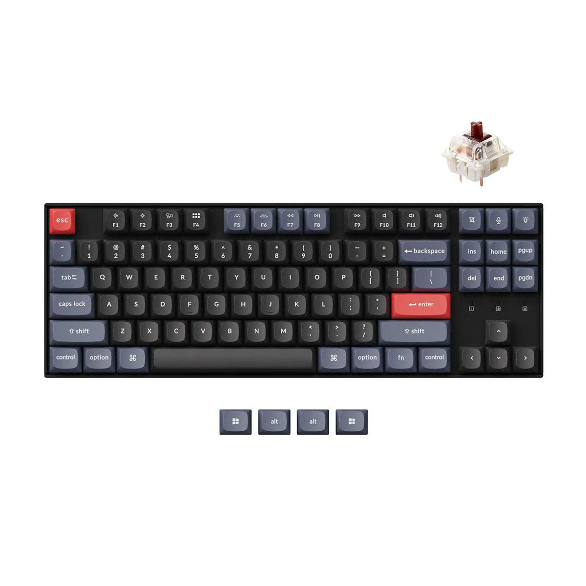 KEYCHRON K2 V2 84-KEY RGB BACKLIGHT ALUMINUM WIRELESS MECHANICAL KEYBOARD (GATERON BROWN SWITCH) (K2C3) Media 1 of 8