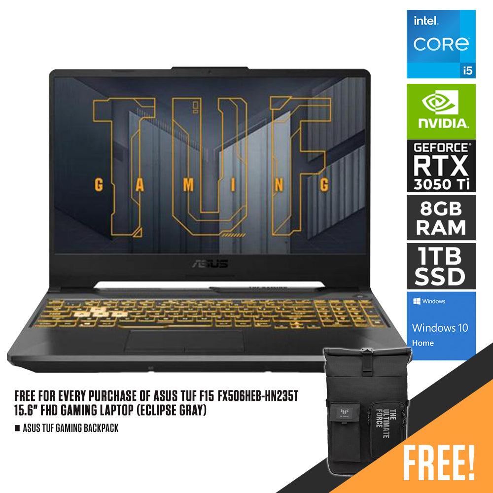 ASUS TUF F15 FX506HEB-HN235T GAMING LAPTOP (ECLIPSE GRAY) | 15.6" FHD | i5-11400H | 8GB DDR4 | 1TB SSD | RTX 3050TI | WIN10 + TUF GAMING BACKPACK - DataBlitz