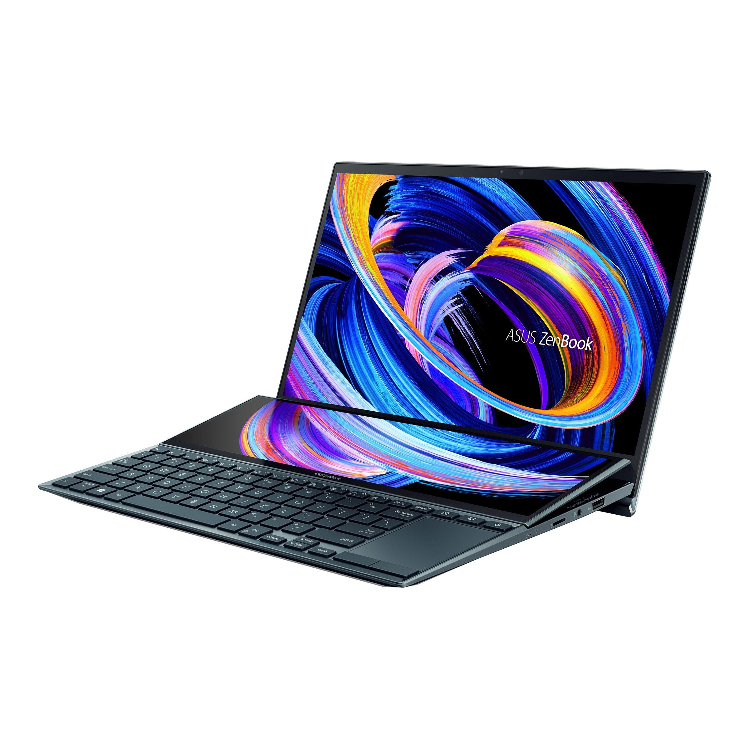 Asus Zenbook Duo 14 UX482EAR-HY341WS Touchscreen Laptop (Celestial Blue) | 14" FHD | i5-1155G7 | 16GB LPDDR4X | 512GB SSD | Iris Xᵉ Graphics | Windows 11 Home | MS Office H&S 2021 | Sleeve | Stand | Stylus Pen - DataBlitz