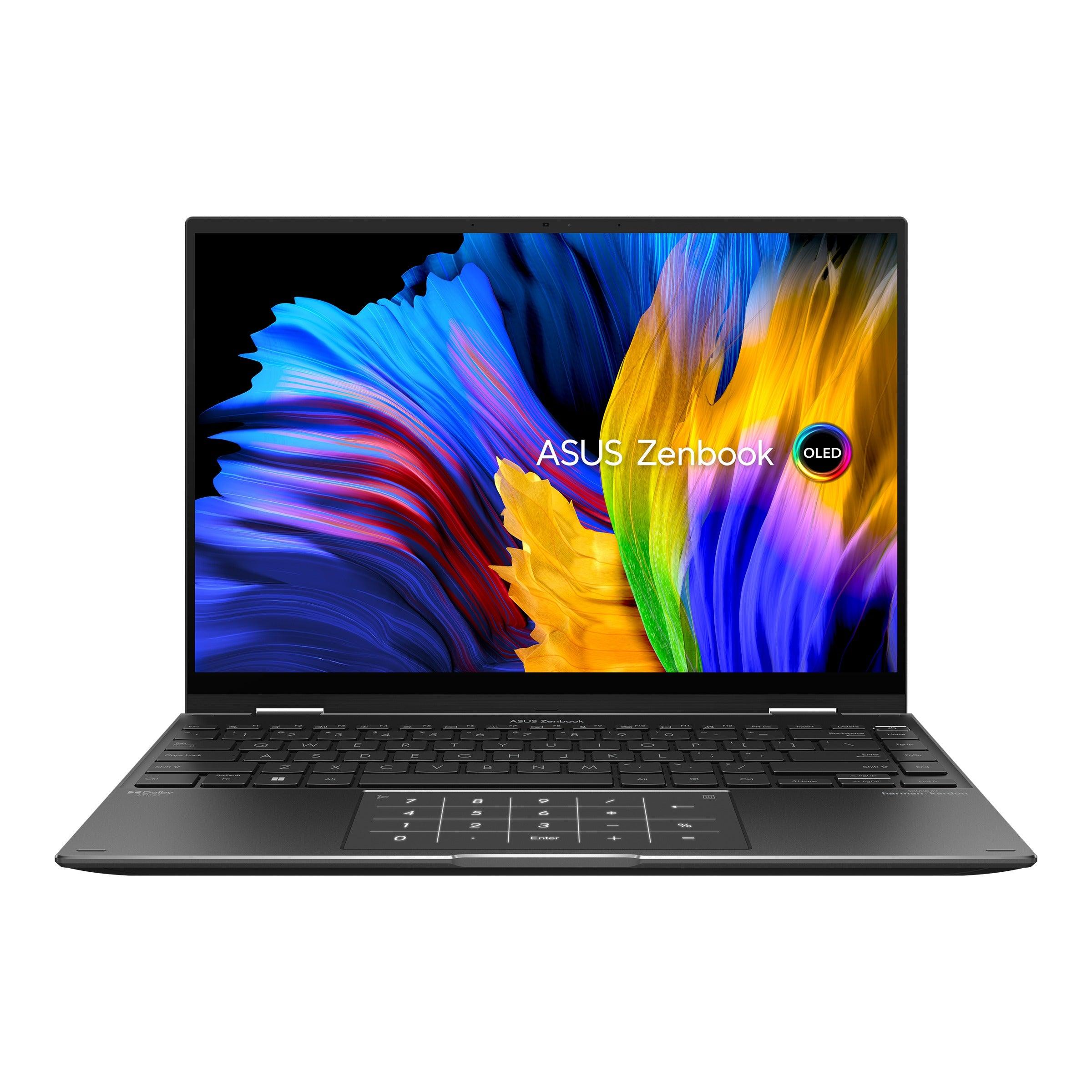 Asus Zenbook 14 Flip OLED UN5401RA-KU095WS Laptop (Jade Black) | 14" 4K (3840 x 2400) OLED | Ryzen™ 9 6900HX | 16GB LPDDR5 RAM | 512GB SSD | AMD Radeon™ Graphics | Windows 11 Home | MS Office Home & Student 2021 | Asus Sleeve - DataBlitz