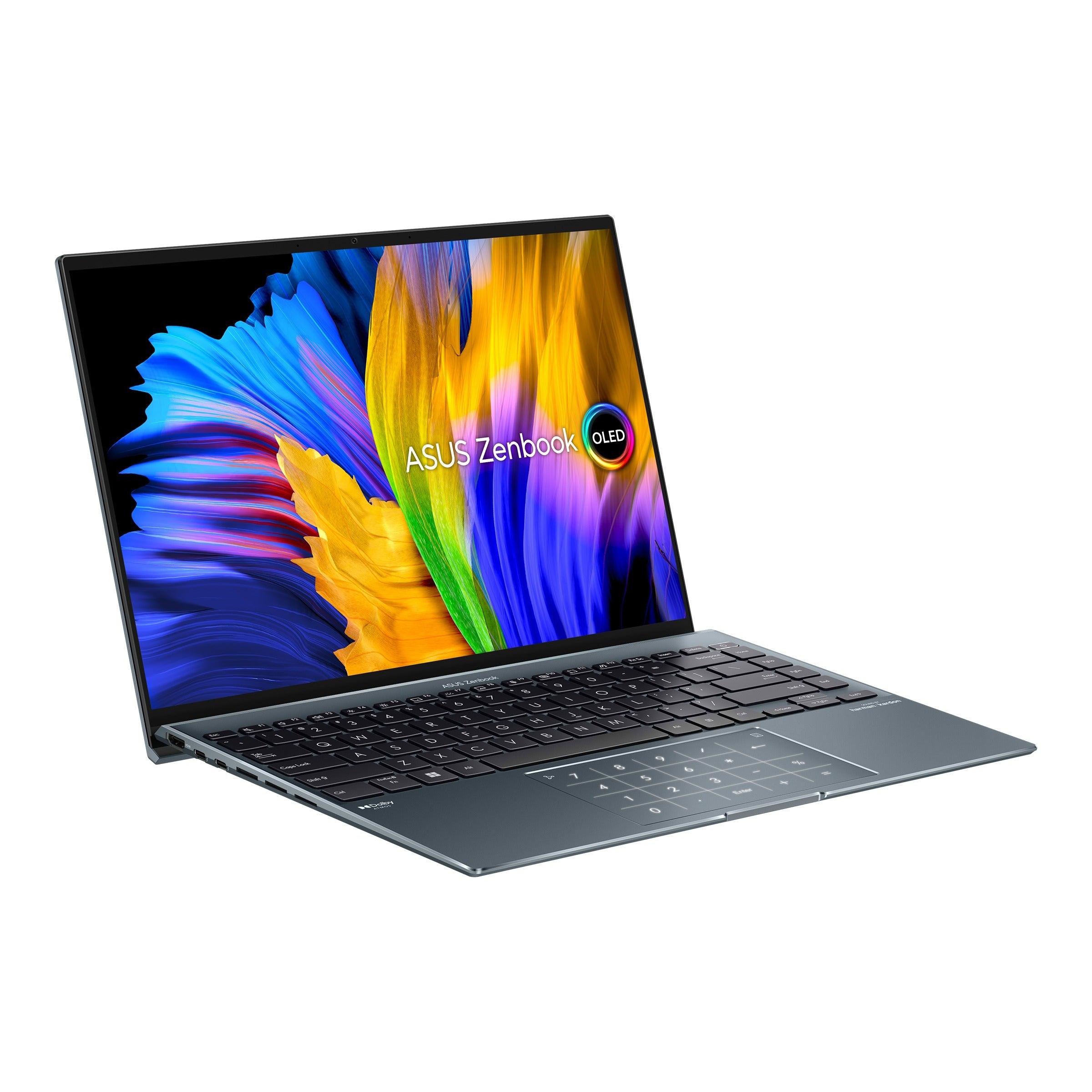 Asus Zenbook 14X OLED UX5401ZA-KN130WS Laptop (Pine Grey) | 14" 2.8K | i5-12500H | 16GB RAM | 512GB SSD | Intel Iris Xᵉ Graphics | Windows 11 Home | MS Office Home & Student 2021 | Asus Sleeve - DataBlitz