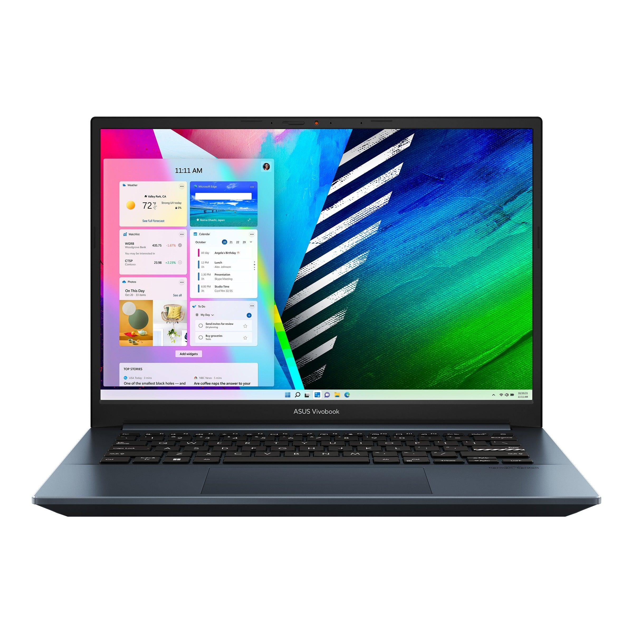 ASUS Vivobook Pro 14 OLED M3401QA-KM128WS Laptop (Quiet Blue) | 14" OLED | Ryzen™ 7 5800H | 512GB SSD | AMD Radeon™ Graphics | Windows 11 Home | MS Office Home & Student 2021 | ASUS BP1504 Casual Backpack - DataBlitz