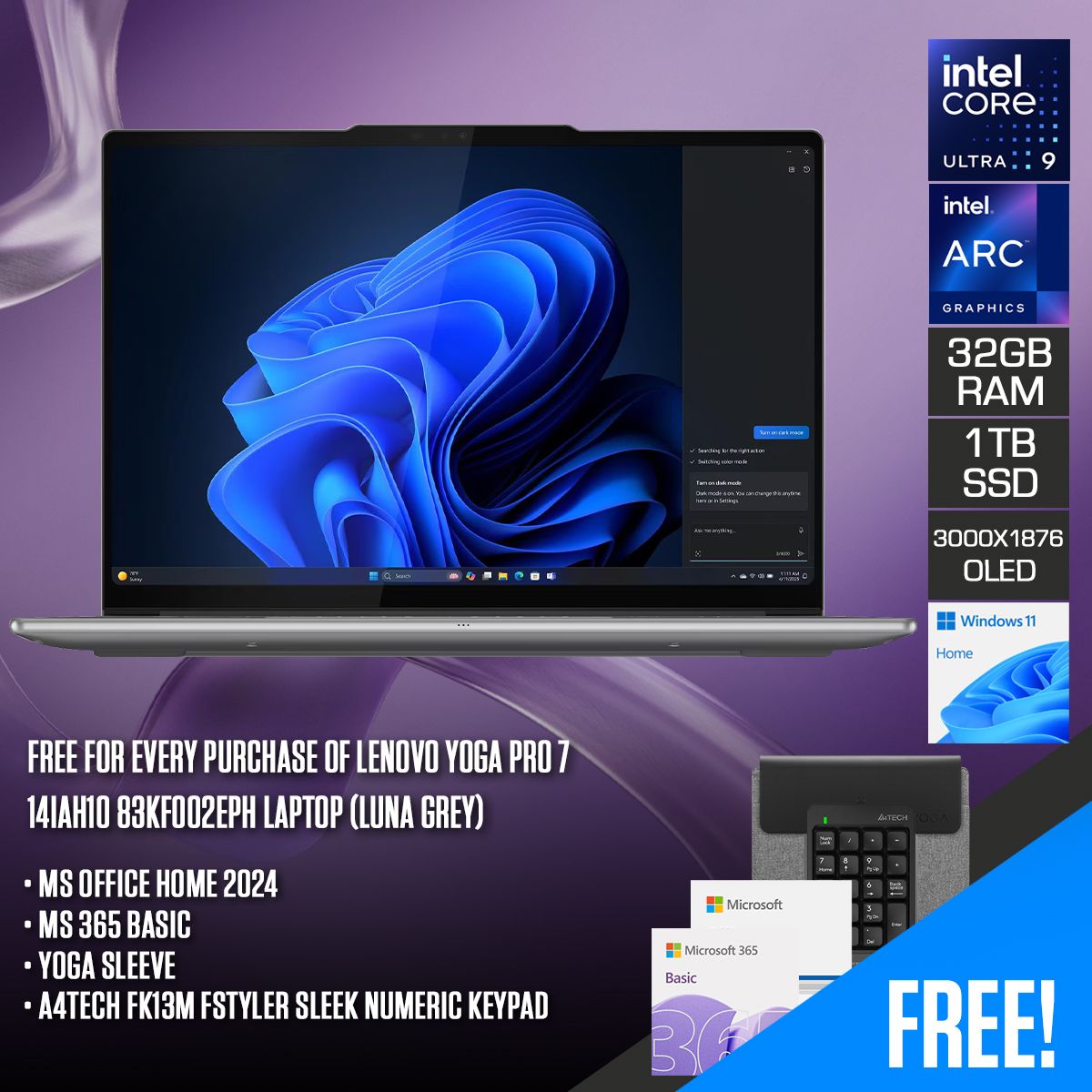 Lenovo Yoga Pro 7 14IAH10 83KF002EPH Laptop (Luna Grey)
