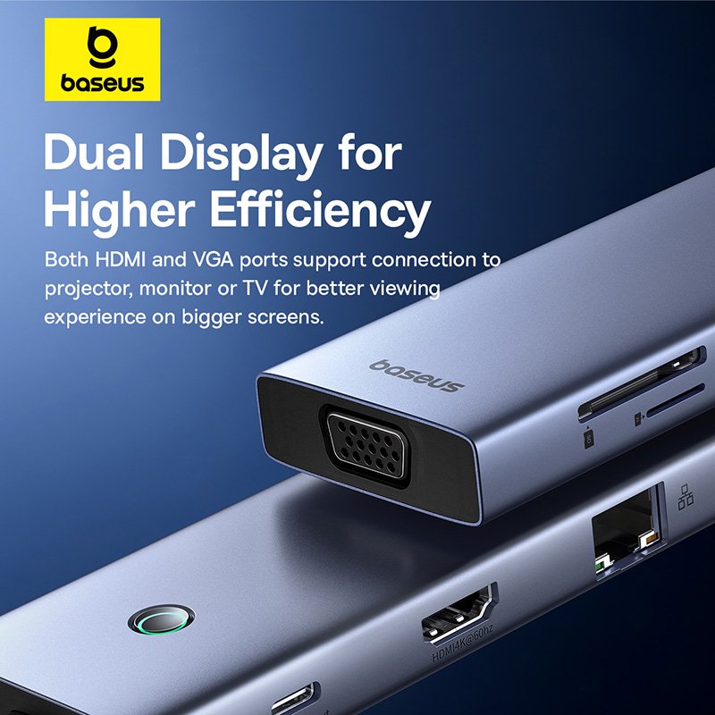 Baseus UltraJoy Series 10-Port Hub Docking Station USB-C to HDMI 4K@60Hz + VGA + 3xUSB 3.0 + PD