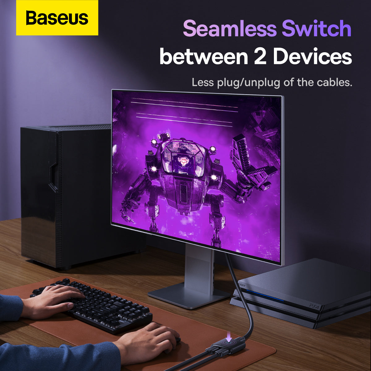 Baseus AirJoy Series 2-in-1 Bidirectional HDMI Switch (Cluster Black) (B01331105111-00)