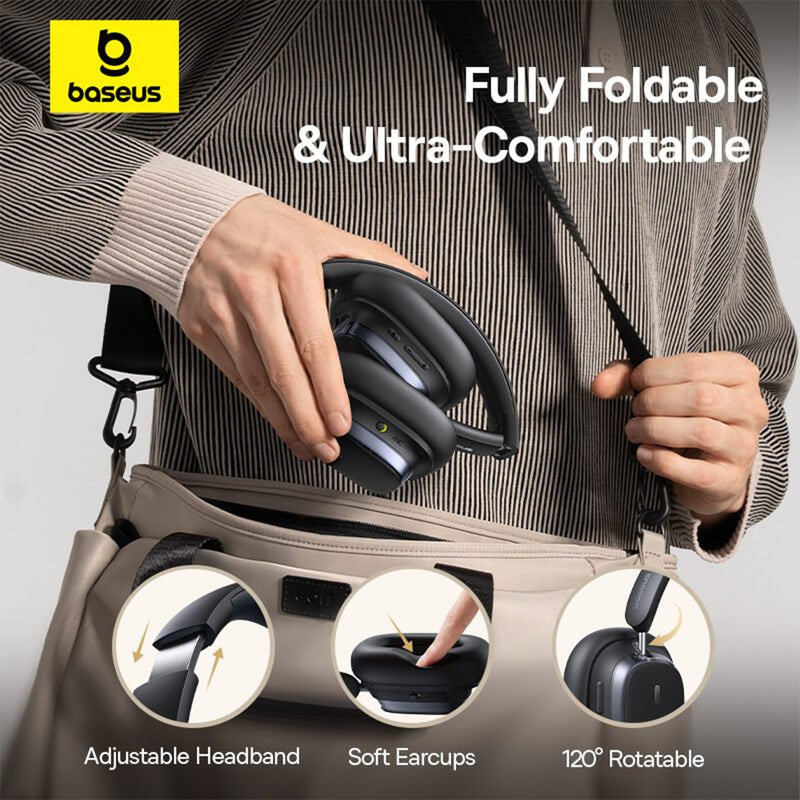 Baseus Bowie H1s Noise-Cancellation Wireless Headphone (Cluster Black) (A00075301113-00)