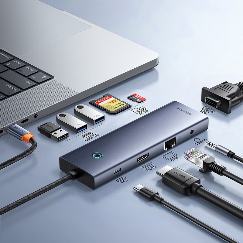Baseus UltraJoy Series 10-Port Hub Docking Station USB-C to HDMI 4K@60Hz + VGA + 3xUSB 3.0 + PD