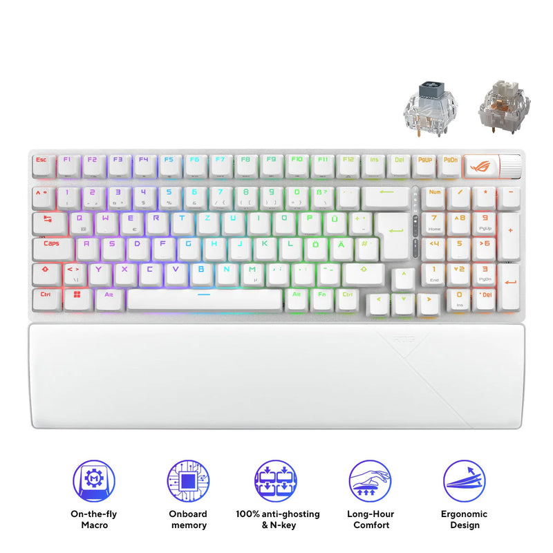 Asus ROG Strix Scope II 96 Wireless Mechanical Gaming Keyboard (White) (ROG NX Storm Switch, ROG NX Snow Switch)