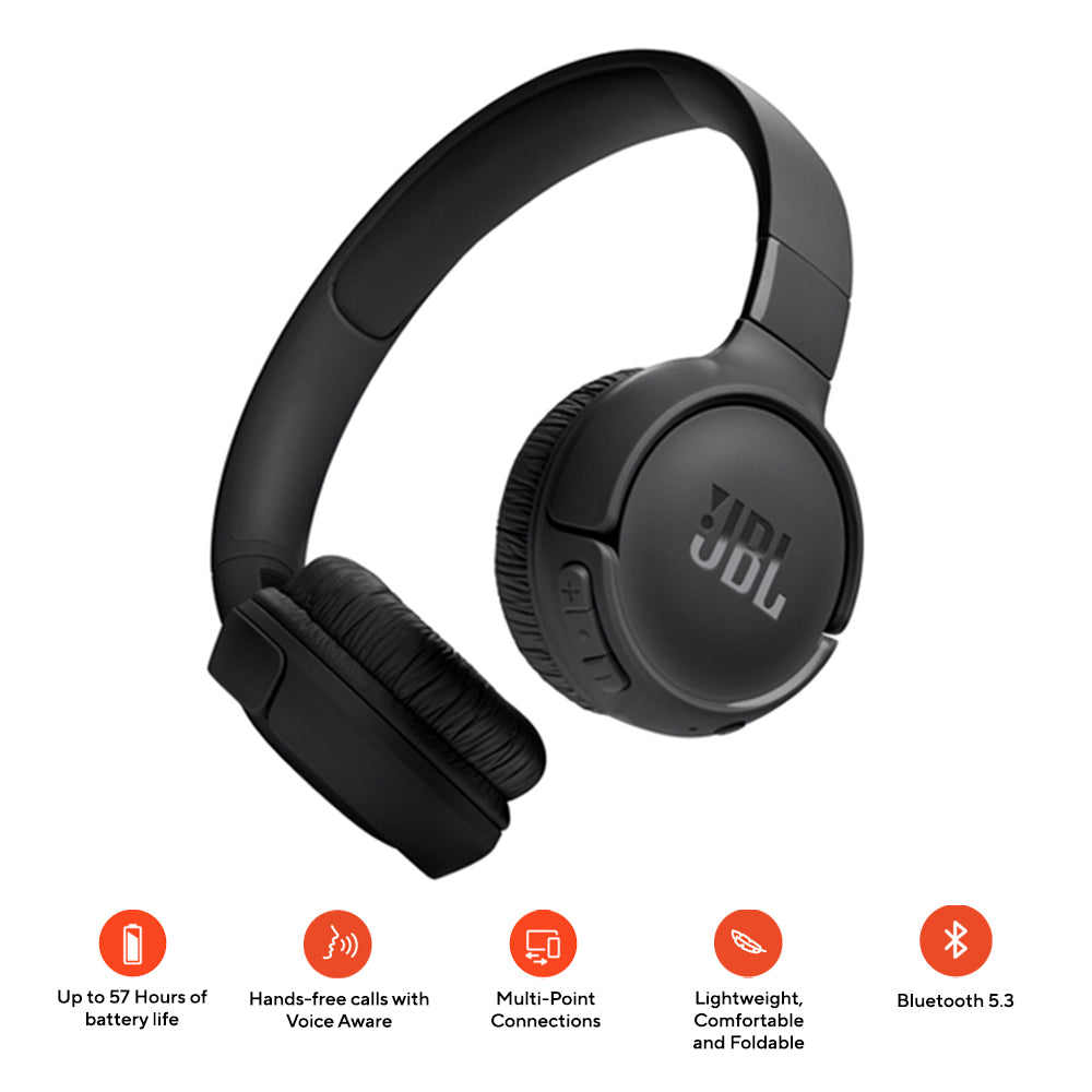 JBL Tune 520BT Wireless On-Ear Headphones (Black)