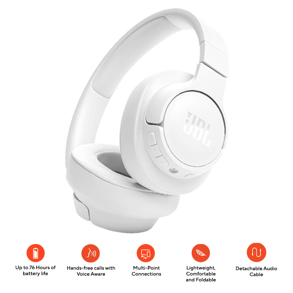 JBL Tune 720BT Wireless Over-Ear Headphones (White)