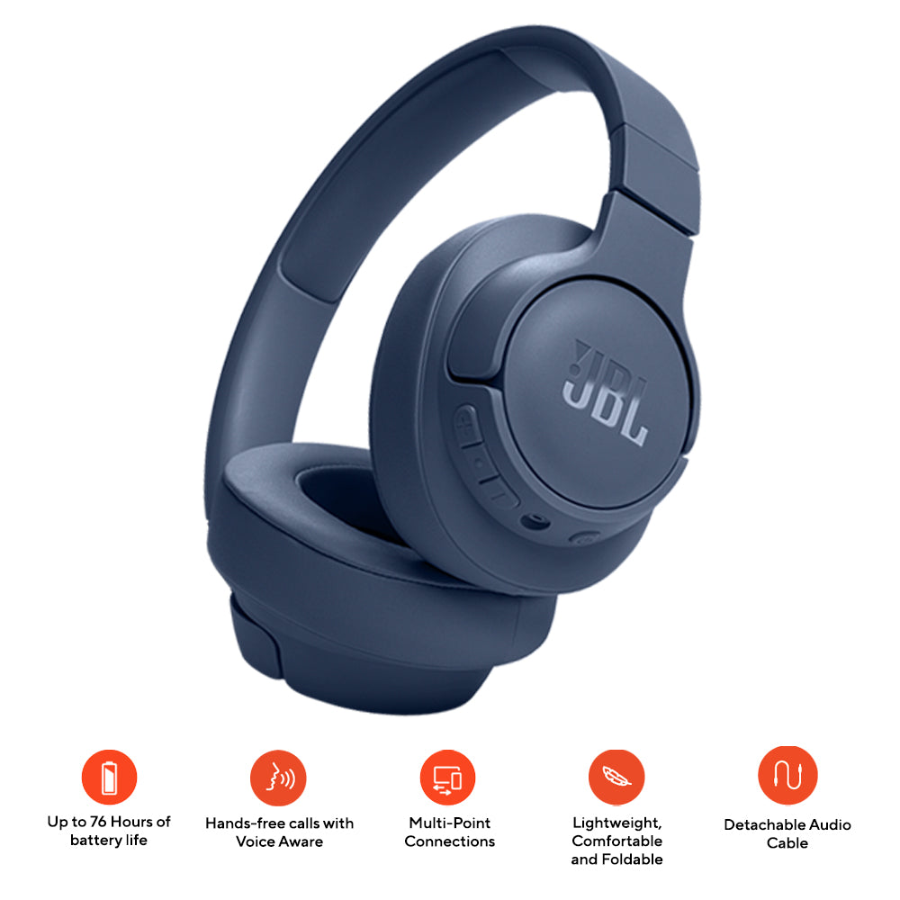 JBL Tune 720BT Wireless Over-Ear Headphones (Blue)