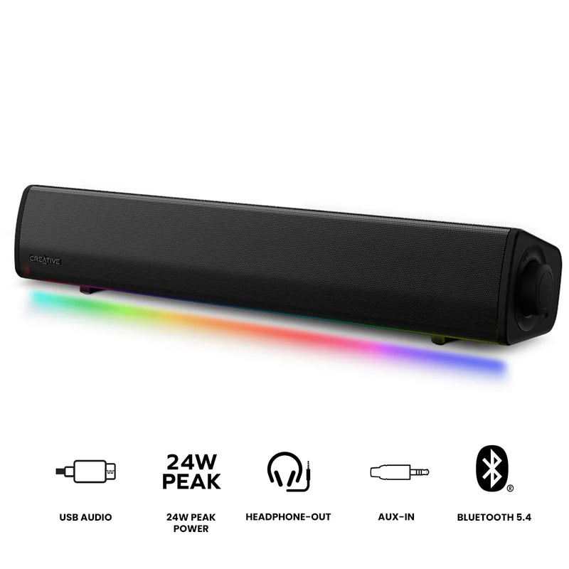 Creative Sound Blaster GS3 Compact RGB Gaming Soundbar with SuperWide Technology Powered 