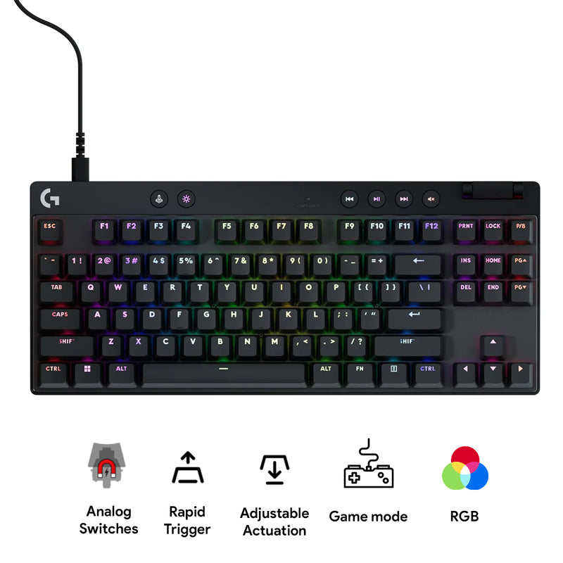 Logitech G Pro X TKL Rapid Wired Gaming Keyboard with Analog Switches (Black) (920-013234)