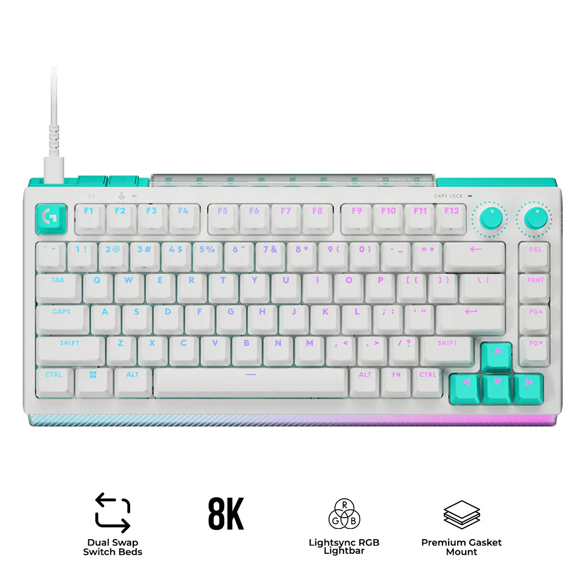 Logitech G512 X 75 Dual Swap TMR Analog/Mechanical 8k Gaming Keyboard (White) (920-013962)