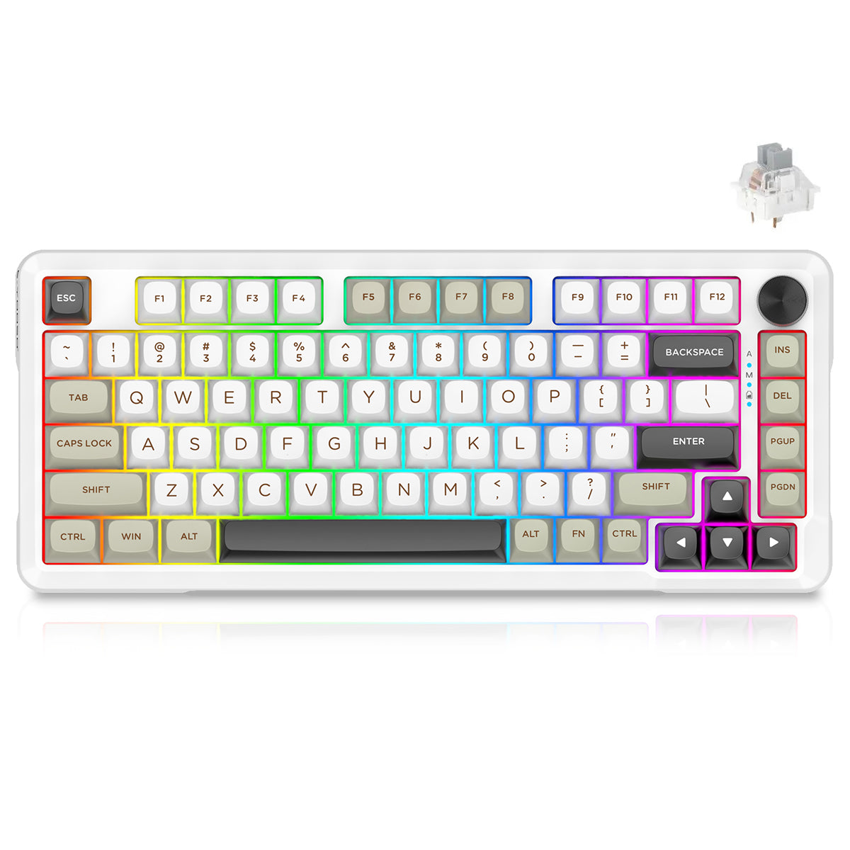 E-Yooso Z-82 RGB 81-Keys Tri-Mode Mechanical Keyboard White/Grey/Black (Silverwood Switch)