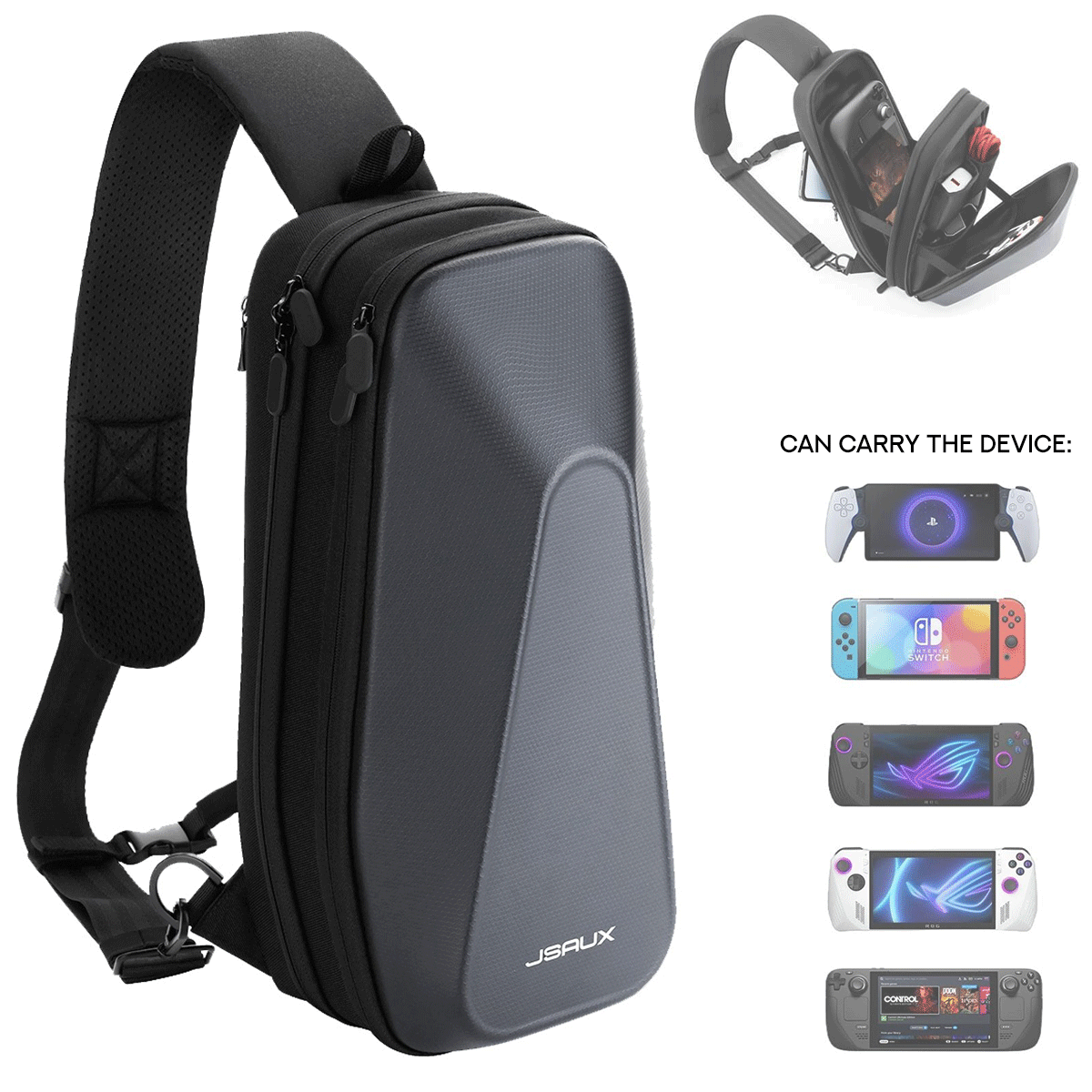 JSAUX Shoulder Bag for Game Console Steam Deck/ Steam Deck OLED/ ROG Ally/ ROG Ally X