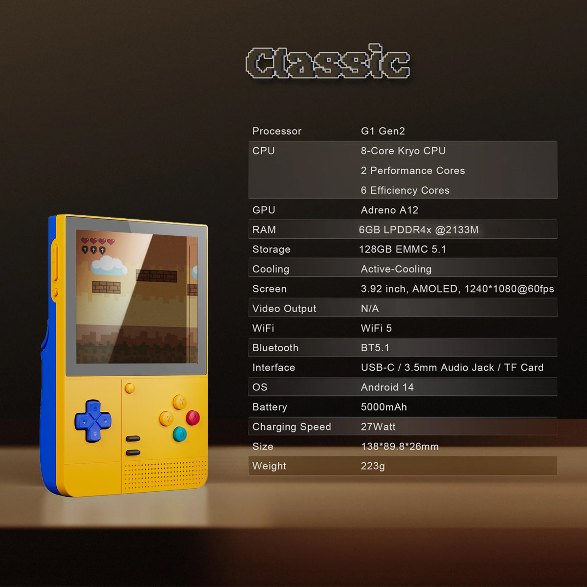 Retroid Pocket Classic 6GB + 128GB Handheld Retro Gaming System