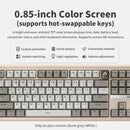 Ajazz QS87 Max RGB Tri-Mode 87-Keys Aluminum CNC Case Hot-Swappable Mechanical Keyboard (Grey/White) (Flame Red V2 Switch)