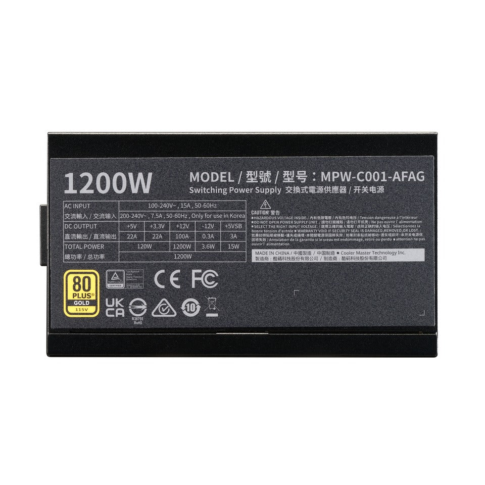 Cooler Master Elite Gold 1200 80+ Gold ATX 3.1 & PCIe Gen 5.1 Fully Modular Power Supply