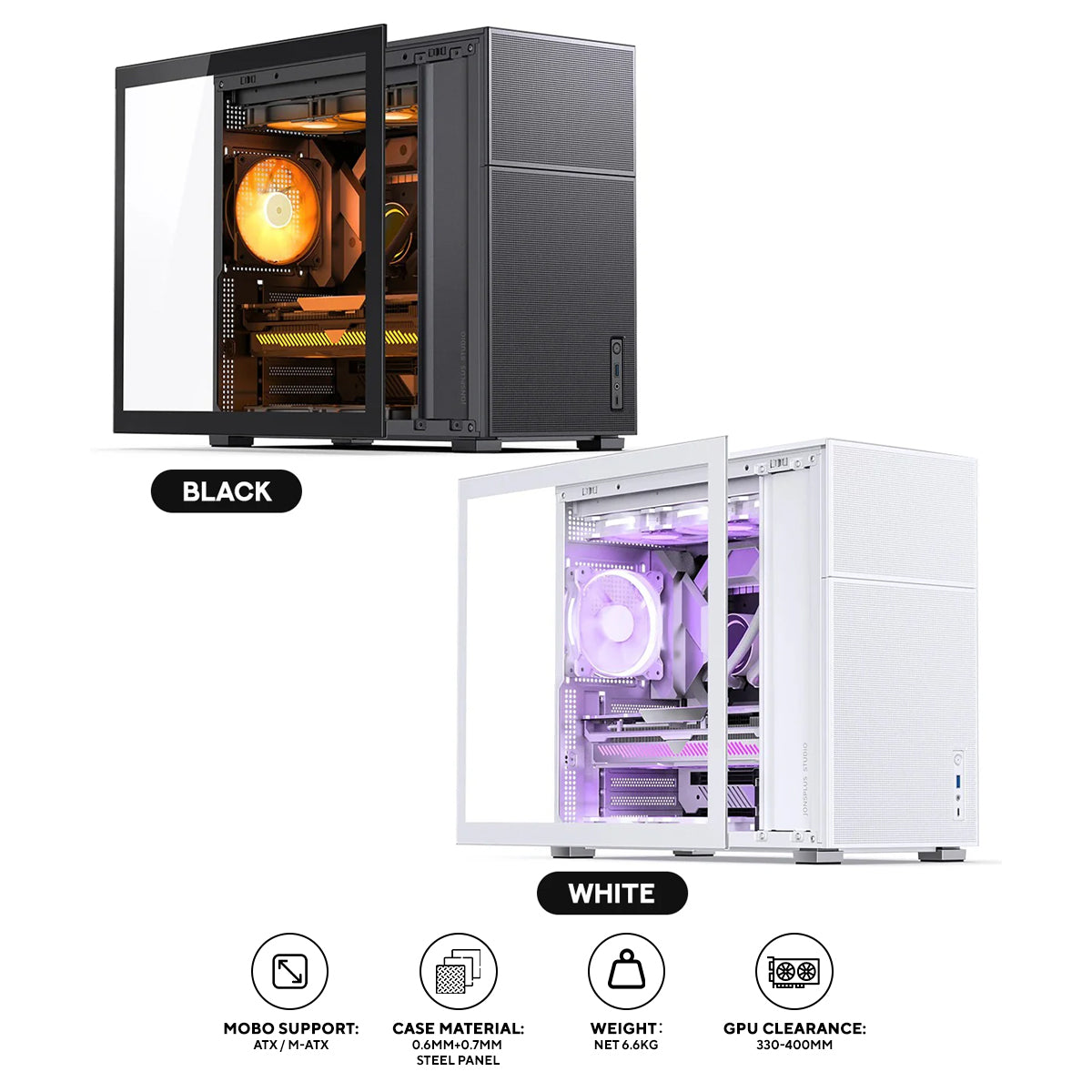 Jonsbo D41 Mesh ATX Computer Case (Black, White)