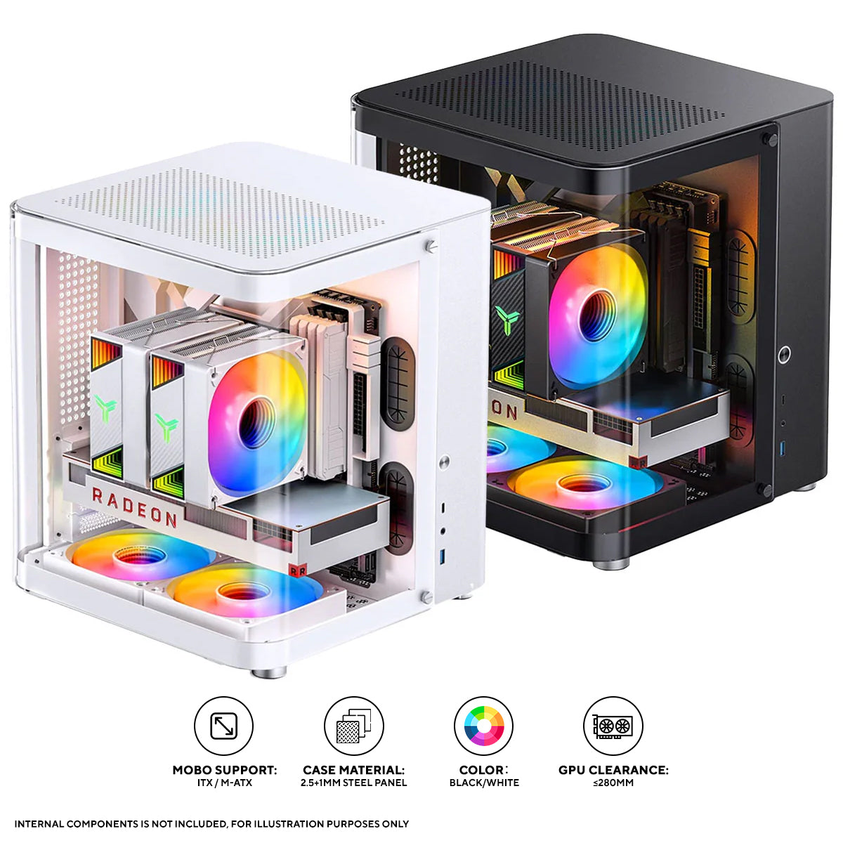Jonsbo TK-1 M-ATX Separated Cabinet Computer Case (Black, White)