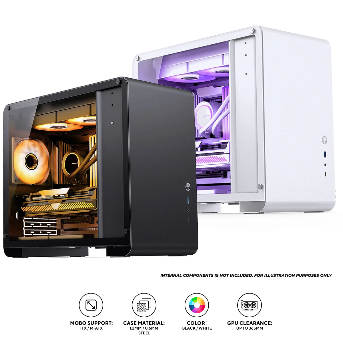 Jonsbo U4 Mini M-ATX Computer Case (Black, White)