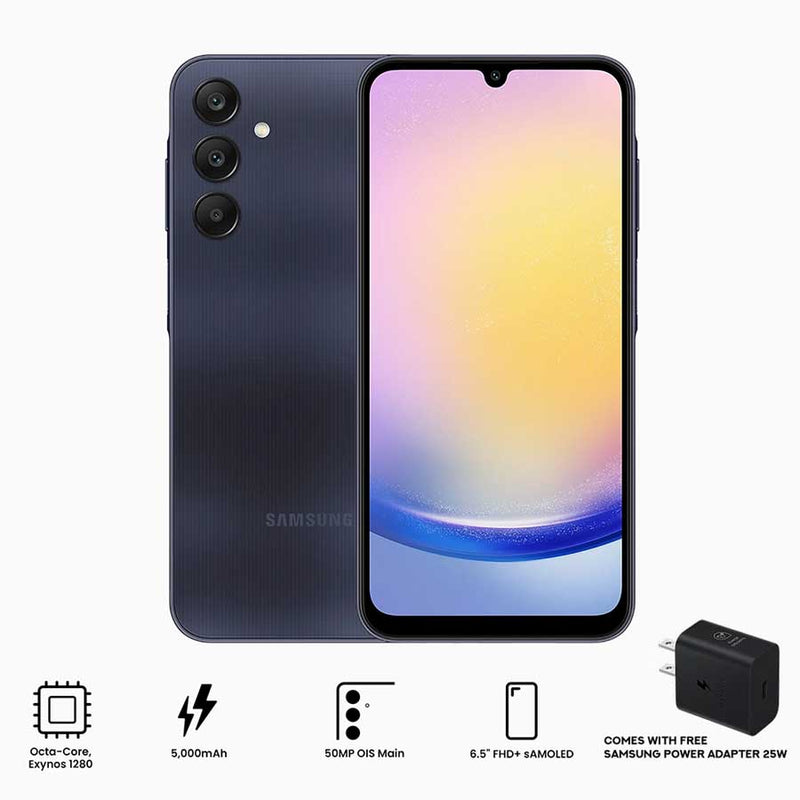 Samsung Galaxy A25 5G SM-A256E/DSN (Blue Black) | 128GB+6GB RAM | 5G/LTE + Wi-Fi | 6.5" FHD + Samoled Infinity-U (120Hz) | Android 14 | Octa-Core Exynos 1280 | 50MP + 13MP | 5000mAh