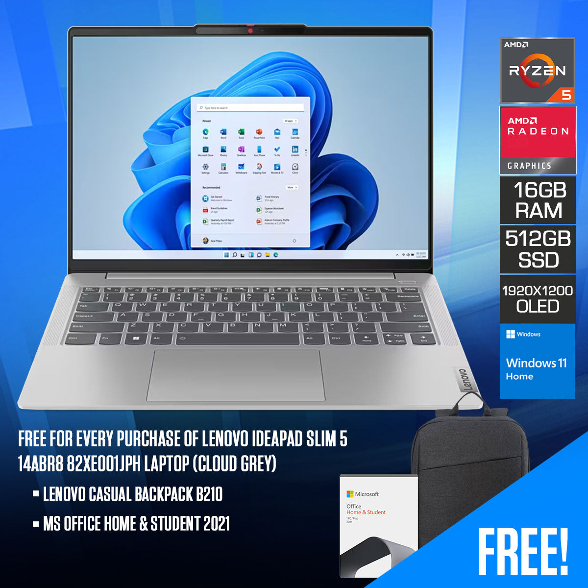 Lenovo Ideapad Slim 5 14ABR8 82XE001JPH Laptop (Cloud Grey)
