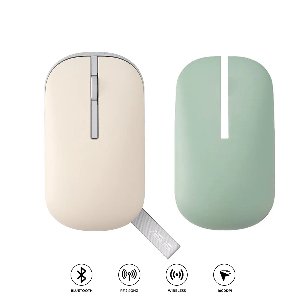 Asus Marshmallow MD100 Portable Wireless Mouse (Oat Milk) + Green Tea Latte Cover
