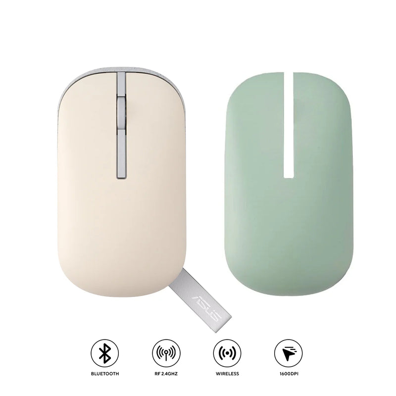 Asus Marshmallow MD100 Portable Wireless Mouse (Oat Milk) + Green Tea Latte Cover