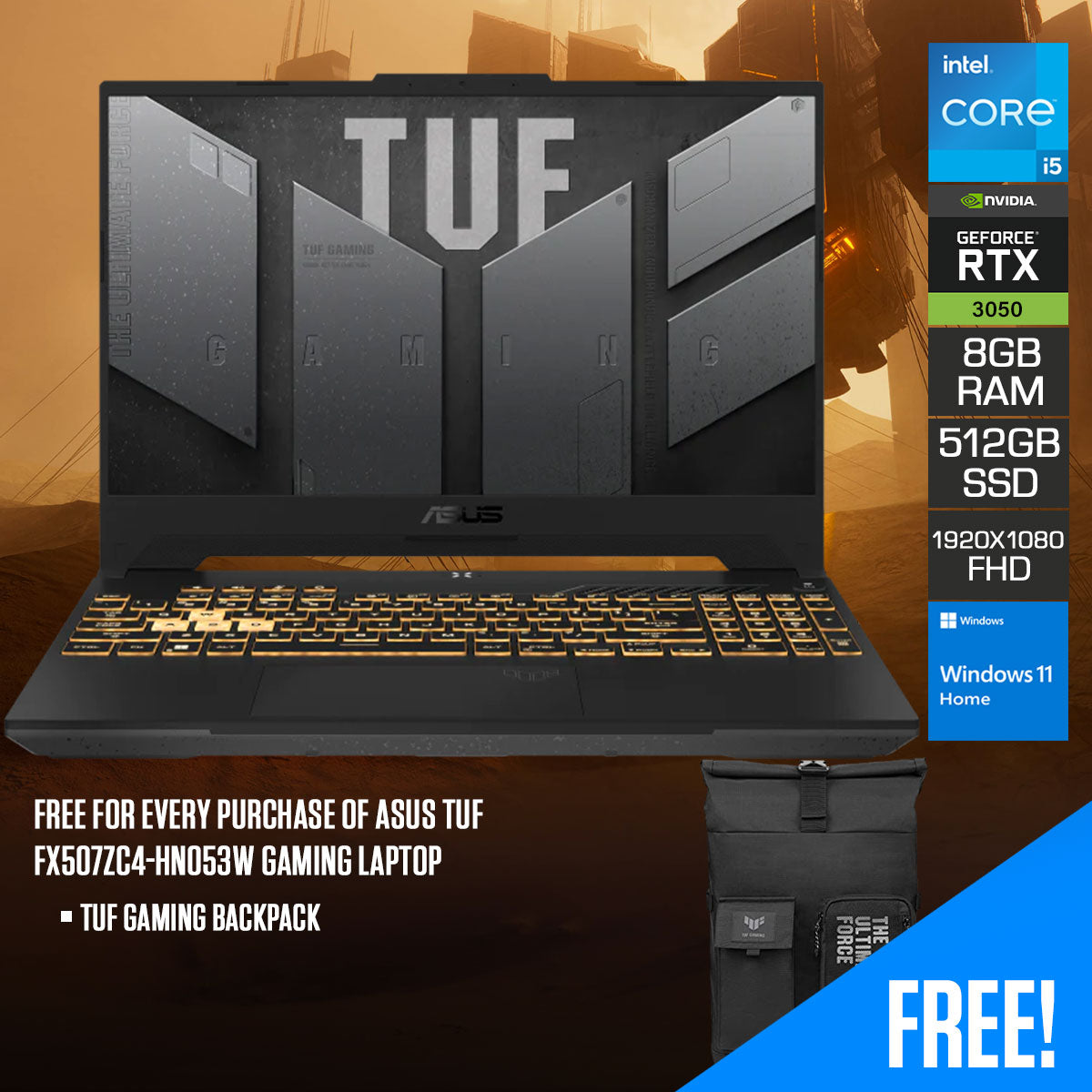 Asus TUF FX507ZC4-HN053W Gaming Laptop