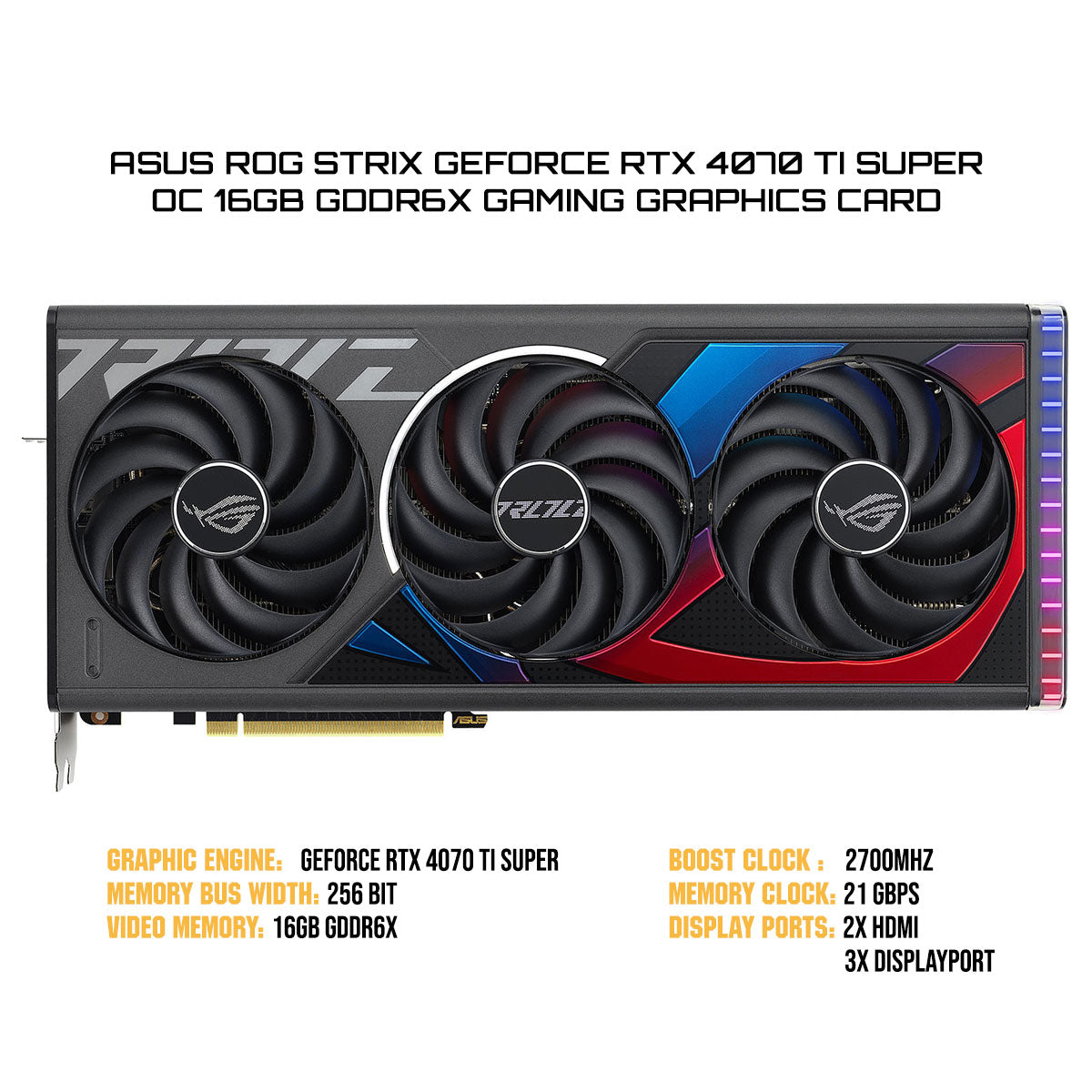 Asus ROG Strix Geforce RTX 4070 TI Super OC 16GB GDDR6X Gaming Graphics Card