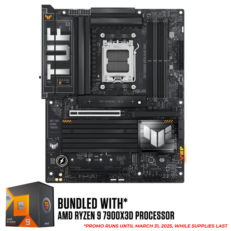 Asus TUF Gaming X870-PLUS Wifi DDR5 Motherboard Bundle (Ryzen 7 5700X3D, Ryzen 7 5800X3D, Ryzen 7 7800X3D, Ryzen 7 9800X3D, Ryzen 9 7900X3D, Ryzen 9 7950X3D)